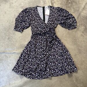 Chinti & Parker Gabriel Mini Dress Womens Size 2 Black Floral Viscose